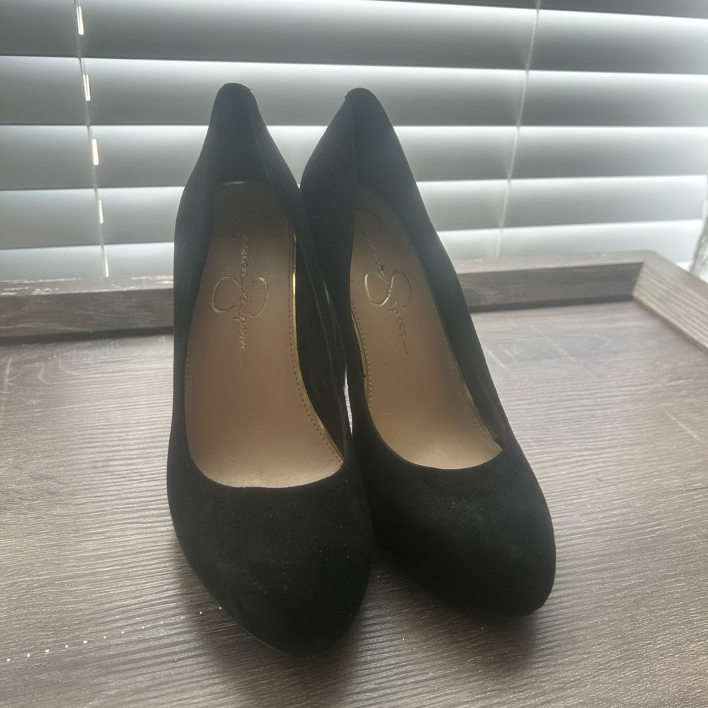 2/$30 Jessica Simpson Black Suede Heels women’s size 9 lightly worn